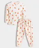 Orange Sugar Cotton Knit Full Sleeves Oranges Printed Coordinating Night Suit Set - Off White