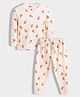 Orange Sugar Cotton Knit Full Sleeves Oranges Printed Coordinating Night Suit Set - Off White