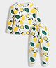 Orange Sugar Cotton Knit Full Sleeves Lemons Printed Coordinating Night Suit Set - White