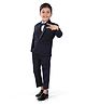 Earth Conscious Blended Full Sleeves Solid 4 Piece Coordinating Party Suit Set - Navy Blue
