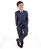 Earth Conscious Blended Full Sleeves Checked 3 Piece Coordinating Party Suit Set - Royal Blue