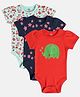 MINI KLUB Cotton Pack Of 3 Half Sleeves Star & Animal Printed Onesies - Blue Navy Blue & Red