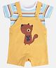 MINI KLUB Cotton Half Sleeves Animal Printed Top & Dungaree Set - Yellow