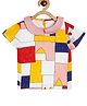 MINI KLUB Rayon Half Sleeves Colour Blocked Top - White