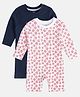 MINI KLUB Cotton Pack Of 2 Full Sleeves Football & Typography Printed Rompers - Navy Blue & White