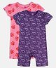 MINI KLUB Cotton Pack Of 2 Half Sleeves Dolphin & Lady Bug Printed Rompers - Pink & Violet