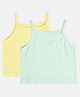 MINI KLUB Cotton Pack Of 2 Sleeveless Solid & Polka Dots Printed Camisoles - Yellow & Green