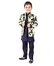Earth Conscious Blended Full Sleeves Solid Kurta Pyjama With Abstract Printed Jodhpuri Jacket Set - Beige