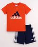 ADIDAS KIDS Half Sleeves T-Shirt & Shorts Set with Brand Logo Print - Orange & Black
