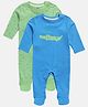 MINI KLUB Cotton Knit Pack Of 2 Half Sleeves Crocodile & Anchor Printed Sleepsuits - Blue & Green