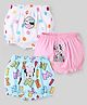 Babyhug Disney Cotton Knit Bloomers With Minnie Mouse Graphics - Pink Light Blue & White