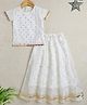 The Magic Wand Half Sleeves Abla Embroidered & Foil Printed Pattu Pavadai Lehenga Choli Set - Off White