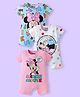 Babyhug Disney Interlock Knit Half Sleeves Rompers with Minnie Mouse Graphics Pack of 3 - Pink Light Blue & White