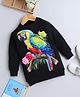 NAVKIYA G Fleece Full Sleeves Parrot Printed  Sweatshirt Dress - Black