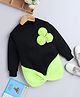 NAVKIYA G Fleece Full Sleeves Neon Floral & Bow Applique Detailed Sweatshirt Dress - Black