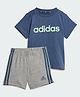 Adidas Kids 100% Cotton Knit Half Sleeves T-Shirt & Shorts Set Logo & Text Print - Blue