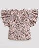 Tiny Girl Chiffon Half Frill Sleeves Floral Printed Top - Onion Pink