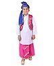 Itsmycostume Cotton Blend Full Sleeves Lace Embellished & Ethnic Foil Printed Punjabi Folk Dance Costume Set - Pink & Blue