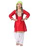 Itsmycostume Cotton Blend Full Sleeves Lace Embellished & Ethnic Embroidered Kashmiri Theme Costume Set - Red & White