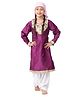 Itsmycostume Cotton Blend Full Sleeves Lace Embellished & Ethnic Embroidered Kashmiri Theme Costume Set - Wine & White