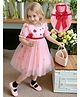 Mark & Mia Half Sleeves Dress With Heart Print & Heart Detailing At The Back - Pink