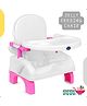 Ehomekart Booster Seat 3 in 1 with Adjustable Tray and Safety Straps, Portable Toddler Chair for Dining Table, Floor Seat, Indoor/Outdoor Use, Compact Fold - Pink