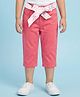 Babyhug Twill Woven Solid Capri with Stretch - Coral