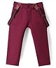 Babyhug Twill Woven Full Length Solid Trouser with Stretch & Suspender - Maroon