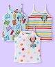Babyhug Disney Knit Sleeveless Slips With Minnie Mouse Graphic Pack Of 3 - Light Blue & White