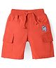 Babyhug Twill Woven Above Knee Length Bermuda With Stretch Football Embroidery & Pockets - Dark Orange