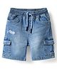 Babyhug Denim Above Knee Length Bermuda With Stretch & Embroidery Text - Blue