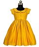HEYKIDOO Silk Short Sleeves Solid Dress - Mustard Yellow