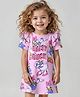 Babyhug DIsney Single Jersey Knit Half Sleeves Nighty With Daisy Duck Print & Frill Detailing - Pink