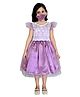 HEYKIDOO Satin Flutter Sleeves Floral Embroidered Dress - Lavender
