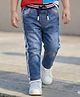 Babyhug Cotton Denim Full Length Washed Jeans with Stretch - Blue