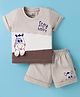 Child World Interlock Knit Half Sleeves T-Shirt & Shorts Set With Zebra Print - Tan