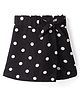 CrayonFlakes Rayon Polka Dots Printed Bow Applique Detailed Skorts - Black