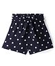 CrayonFlakes Rayon Polka Dots Printed Shorts With Bow Applique Detailed Attached Belt - Navy Blue