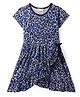 CrayonFlakes Cotton Half Sleeves Animal Printed Dress - Blue
