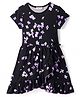 CrayonFlakes Half Sleeves Floral Printed Wrap Style Dress - Black