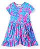 CrayonFlakes Half Sleeves Floral Printed Wrap Style Dress - Blue