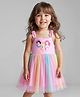 Babyhug Disney Sleeveless Party Dress With Disney Princess Applique Graphics And Ombre Effect - Pink & Light Blue