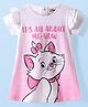 Babyhug Disney Cotton Knit Frill Sleeves Nighty With Marie Graphic - Pink