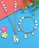 Asthetika Unicorn & Floral Designed Necklace Bracelet Set - Blue