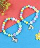 Asthetika Set Of 2 Unicorn & Rainbow Designed Beaded Bracelets - Pink Purple Blue & Yellow