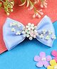 Asthetika Floral Charms Embellished Bow Designed Hair Clip - Blue