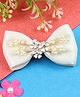 Asthetika Floral Charms Embellished Bow Designed Hair Clip - White