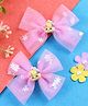 Asthetika Set Of 2 Smiley Face Charms Embellished Bow Designed Hair Clips - Pink