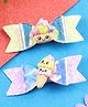 Asthetika Set Of 2 Ice Cream & Smiley Embellished Bow Designed Hair Clips - Pink & Yellow