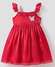 Mark & Mia Frill Sleeves Party Frock with Butterfly Embroidery - Red